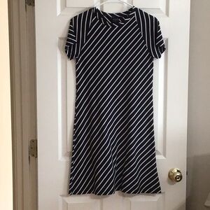 Aqua navy and white dress, Small, very well made, worn once